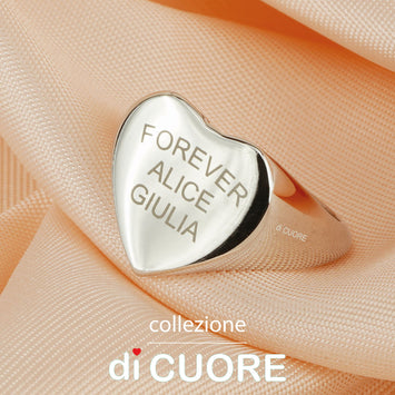 Anello Chevalier  in argento rodiato con incisione personalizzata