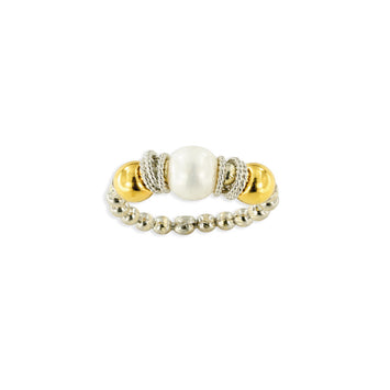 Anello flex con pallina in argento con centrale perla naturale