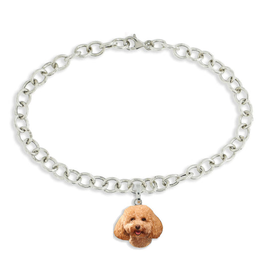 Bracciale con pendente personalizzato raffigurante l'immagine del tuo amico pelosetto in argento 925