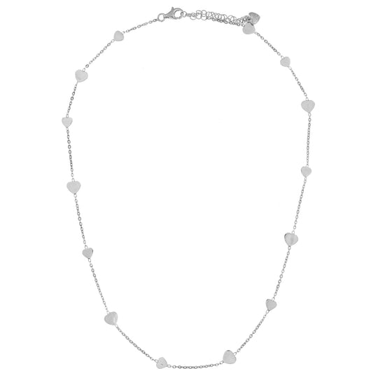 Collana in argento rodio 42 cm 14 cuori