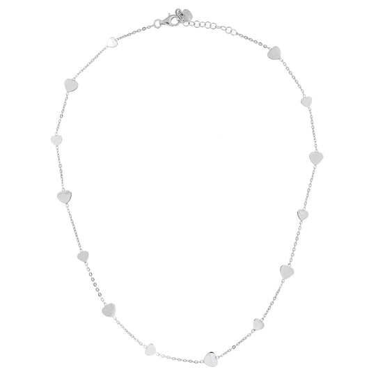 Collana in argento rodio 38 cm 14 cuori