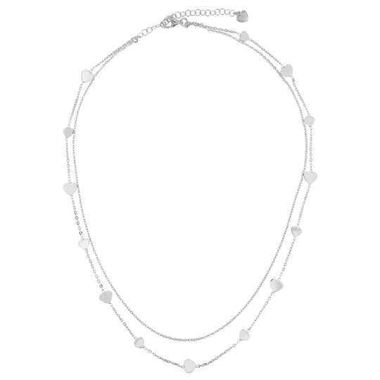 Collana in argento rodio 39/42 cm 14 cuori