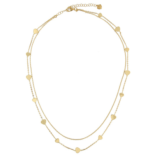 Collana in argento dorato 39/42 cm 14 cuori