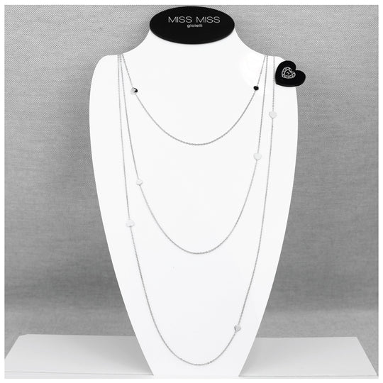 Collana in argento rodio 70/85/100 cm 7 cuori