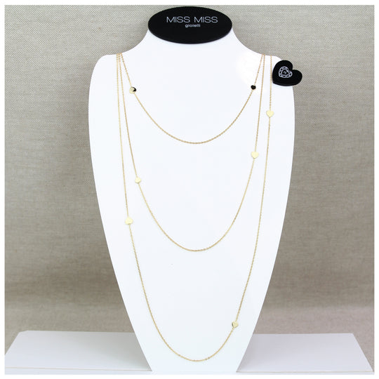 Collana in argento dorato 70/85/100  cm 7 cuori