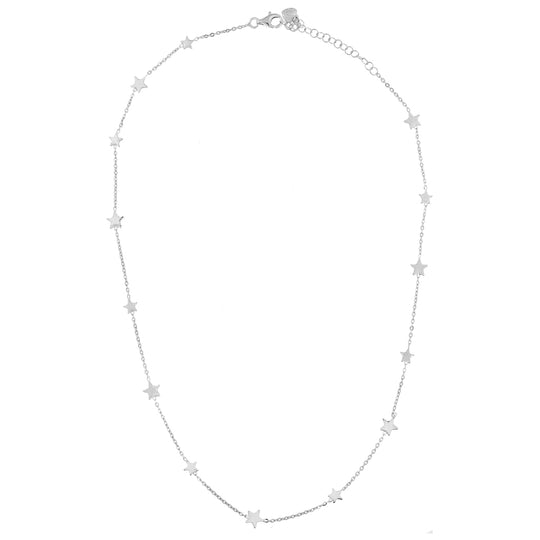 Collana in argento rodio 38 cm 14 stelle