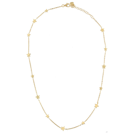 Collana in argento dorato 38 cm 14 stelle