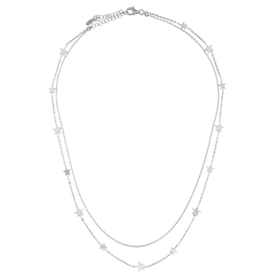 Collana in argento rodio 39/42 cm 13 stelle