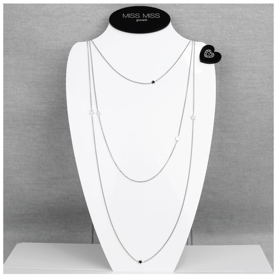 Collana in argento rodio 70/85/100 cm 7 stelle