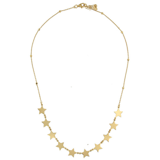 Collana in argento dorato 42 cm 10 stelle