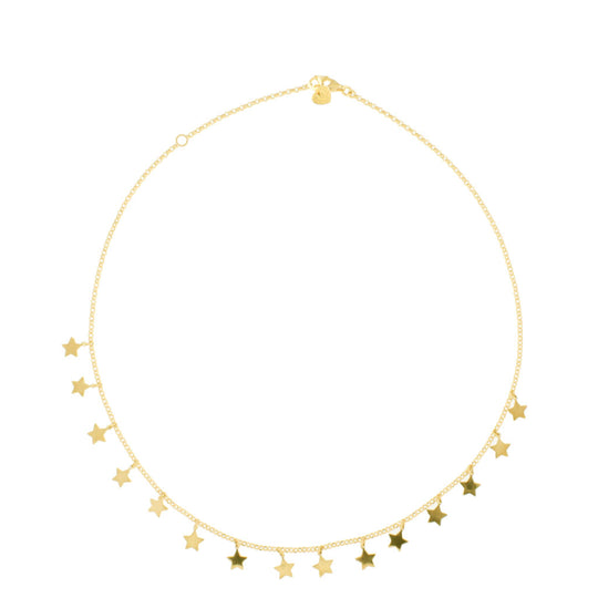 Collana in argento dorato 42 cm 15 stelle