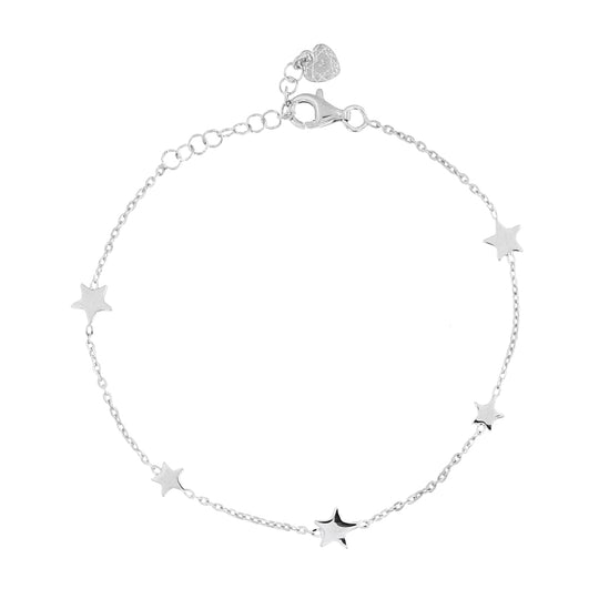 Bracciale in argento rodio 5 stelle