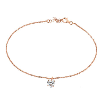 Cavigliera in argento rosato con cuore pietra bianca