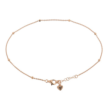 Cavigliera in argento rosato catena pallini