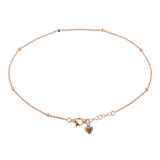 Cavigliera in argento rosato catena pallini