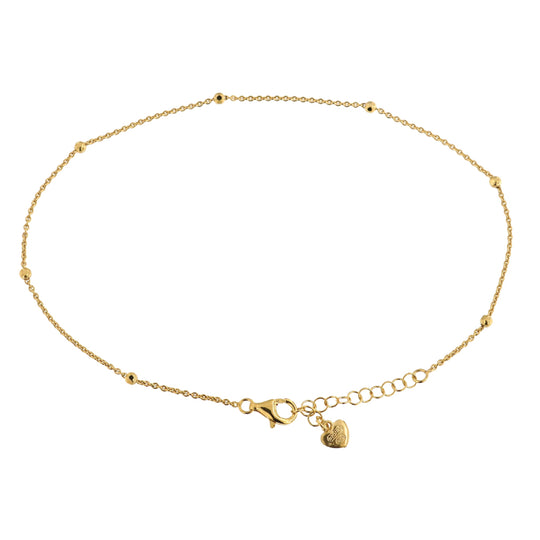 Cavigliera in argento dorato catena pallini