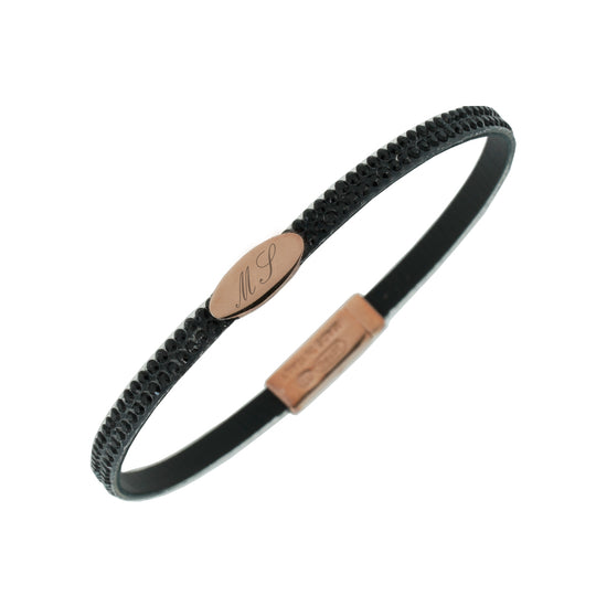 Bracciale in silicone argento rosè con centrale personalizzabile max 3 lettere rosè