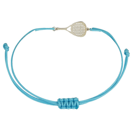 Bracciale sport padel in argento 925 bracciale cordone tecnico colore  celeste unisex racchetta mm 22