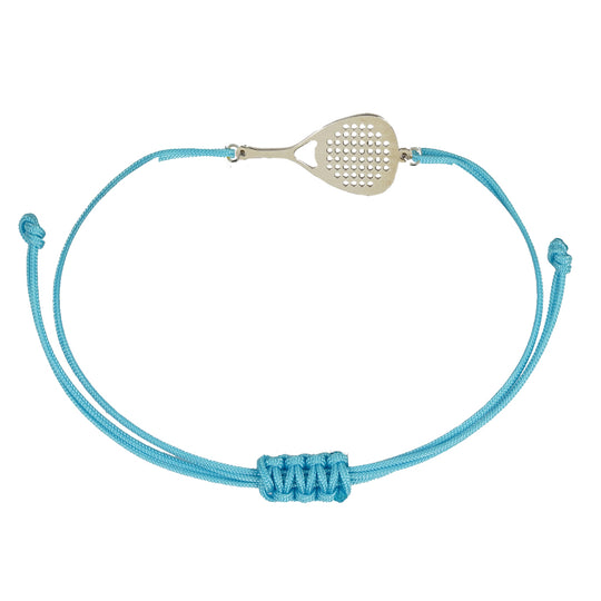 Bracciale sport padel in argento 925 bracciale cordone tecnico colore  celeste unisex racchetta mm 30