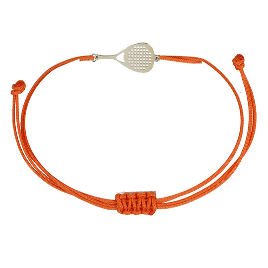 Bracciale sport padel in argento 925 bracciale cordone tecnico colore  arancio unisex racchetta mm 22