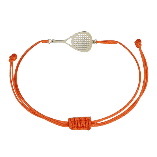 Bracciale sport padel in argento 925 bracciale cordone tecnico colore  arancio unisex racchetta mm 30