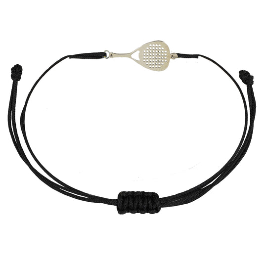 Bracciale sport padel in argento 925 bracciale cordone tecnico colore  nero unisex racchetta mm 22