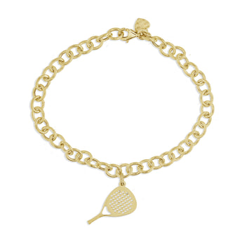 Bracciale in argento dorato 925  racchetta Padel piccola mm 22 lunghezza