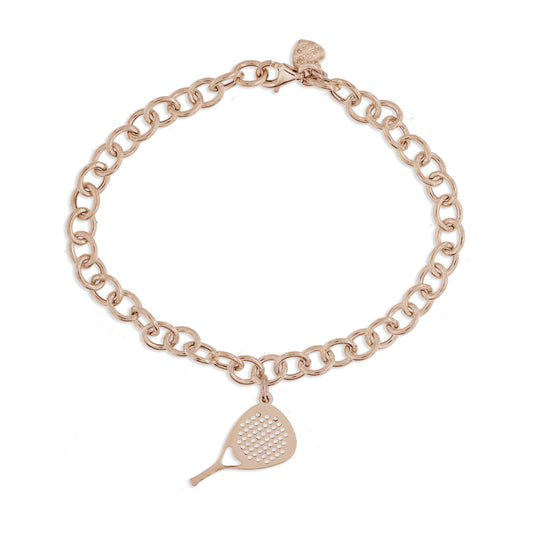 Bracciale in ergento 925 rosè  racchetta Padel piccola mm 22 lunghezza