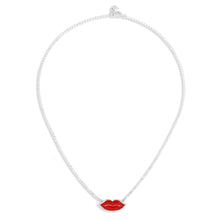 Collana bocca bacio smalto rosso Argento