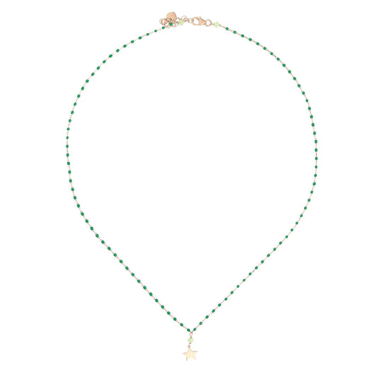 Collana 1 filo in argento rosato con stella e pietre