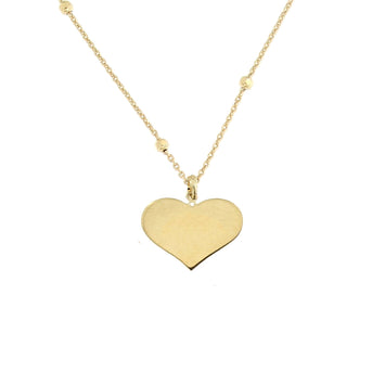 Collana con cuore liscio misura grande lunghezza cm 40+3 in argento giallo