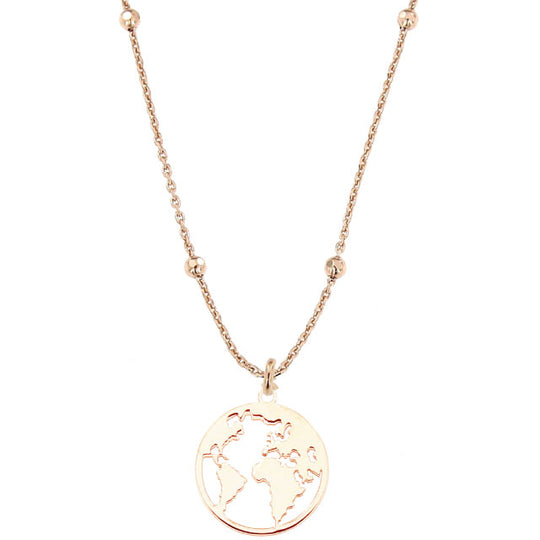 Collana in argento con charm mondo Galvanica rosa