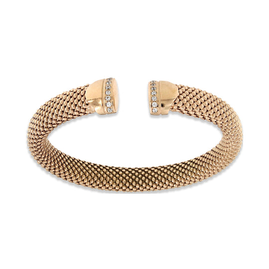 Bracciale Le Sovì in maglia flex ovale realizzato a mano placcato oro rosè con zirconi