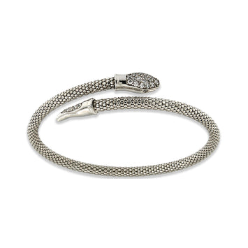 Bracciale Le Sovì serpente contrariè con zirconi in argento rodiato realizzato a mano