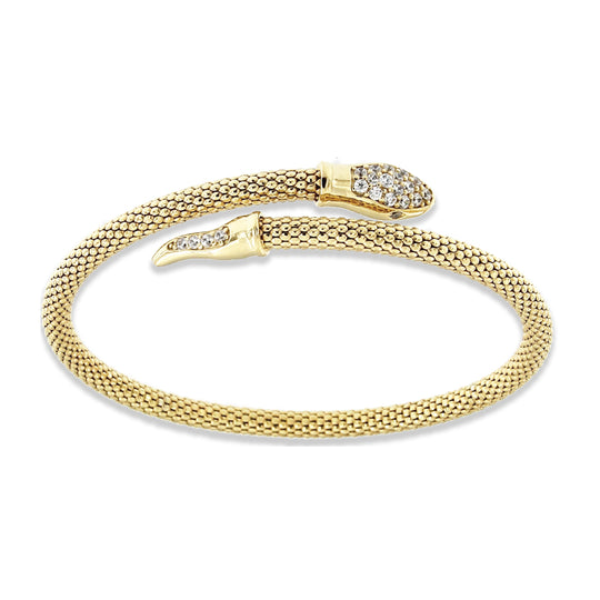 Bracciale Le Sovì serpente contrariè con zirconi placcato in oro giallo realizzato a mano