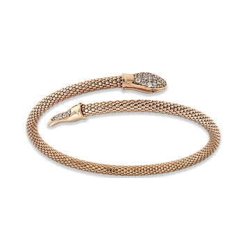 Bracciale Le Sovì serpente contrariè con zirconi placcato in oro rosè realizzato a mano
