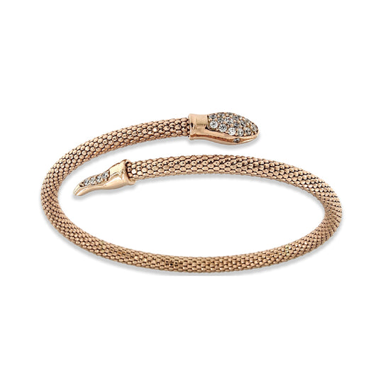Bracciale Le Sovì serpente contrariè con zirconi placcato in oro rosè realizzato a mano