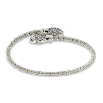 Bracciale Le Sovì serpente 2 teste con zirconi in argento rodiato realizzato a mano