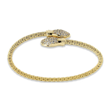 Bracciale Le Sovì serpente 2 teste con zirconi placcato in oro giallo realizzato a mano