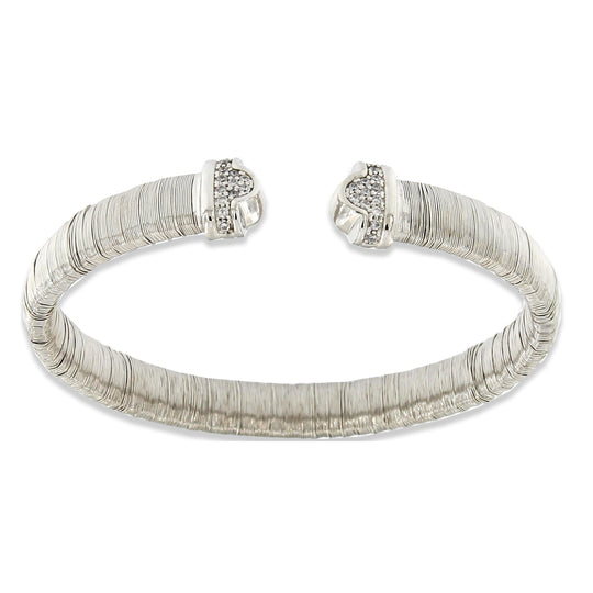 Bracciale Le Sovì filo di seta in argento rodiato realizzato a mano con zirconi