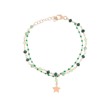 Bracciale in argento rosato 2 fili con stella e pietre