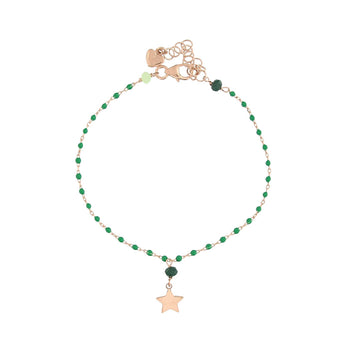 Bracciale in argento rosato 1 filo con stella e pietre
