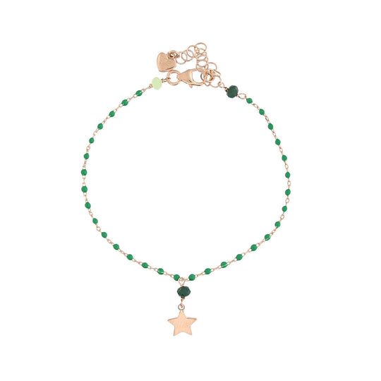 Bracciale in argento rosato 1 filo con stella e pietre