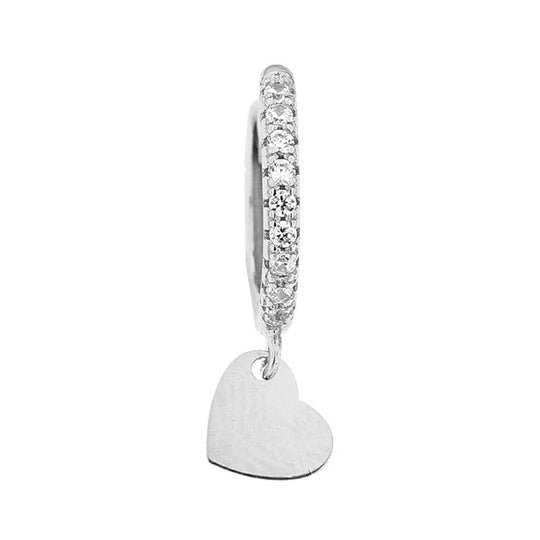 Monorecchino in argento bianco con cuore