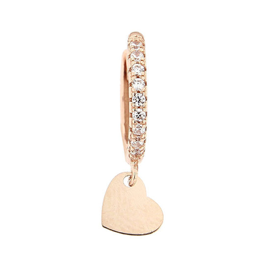 Monorecchino in argento rosè con cuore