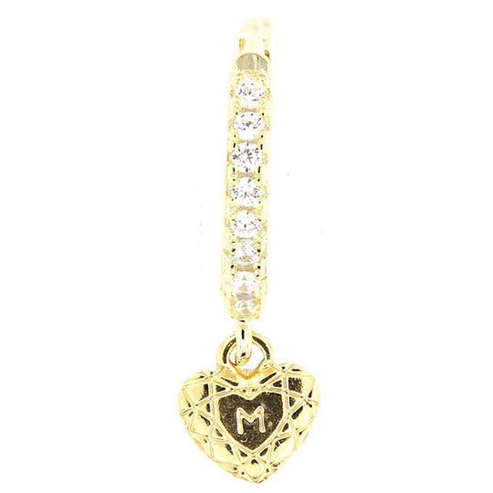 Monorecchino in argento dorato con cuore Miss