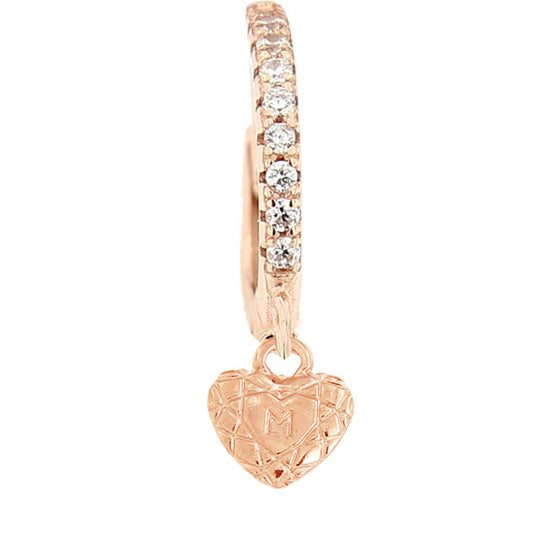 Monorecchino in argento rosé con cuore Miss