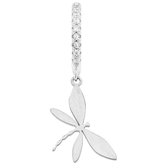 Monorecchino in argento bianco con libellula