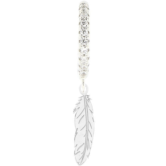 Monorecchino in argento bianco con piuma