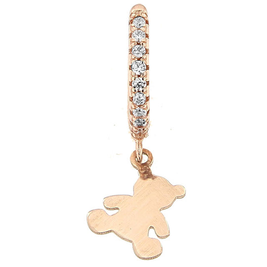 Monorecchino in argento rosé con orso
